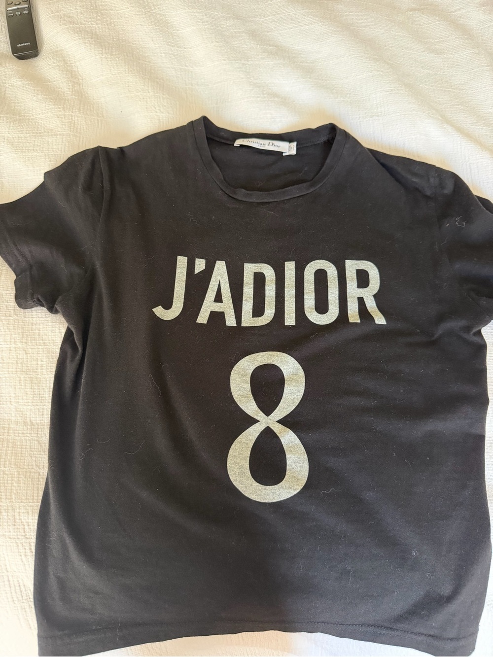 Dior Black Kids J'ADIOR Graphic Tee with Silver Print